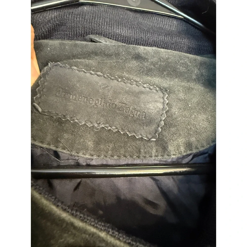 Ermenegildo Zegna Bomber Jacket Men's Size L/XL Charcoal Pelle Suede Leather VTG